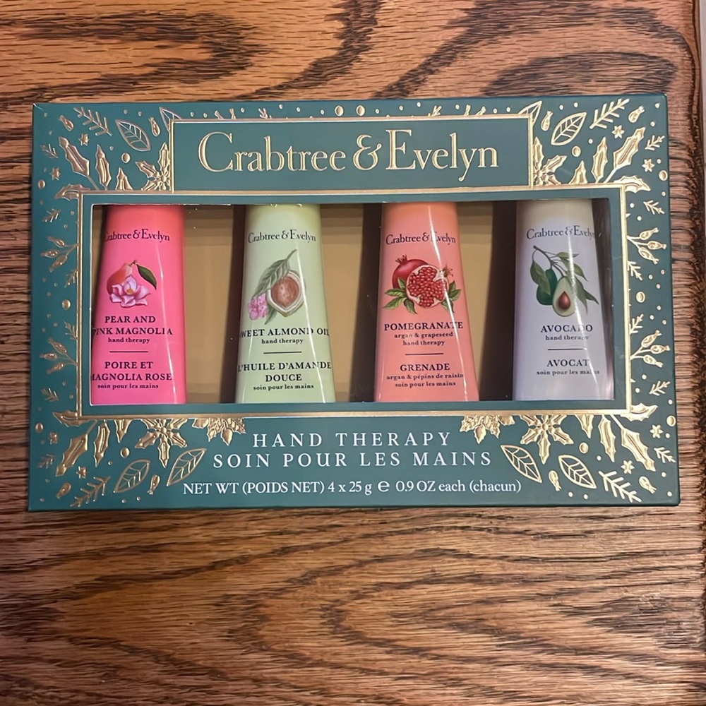 NWOT.  Boxed set of 4 Crabtree & Evelyn hand therapy creams
